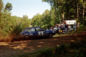 Mark Utecht / Brenda Corneliusen Dodge Omni GLH Turbo at the spectator corner on SS10, Kabekona.