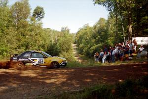 Pat Richard / Nathalie Richard Subaru Impreza 2.5RS at the spectator corner on SS10, Kabekona.