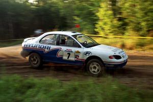 John Buffum / Mark Williams Hyundai Elantra at speed on SS14, East Steamboat.