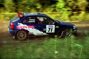 Bryan Hourt / Tom Tighe Honda Civic at speed on SS14, East Steamboat.