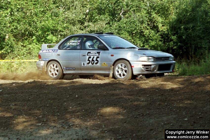 Russ Hodges / Jimmy Brandt Subaru WRX at the spectator corner on SS10, Kabekona.