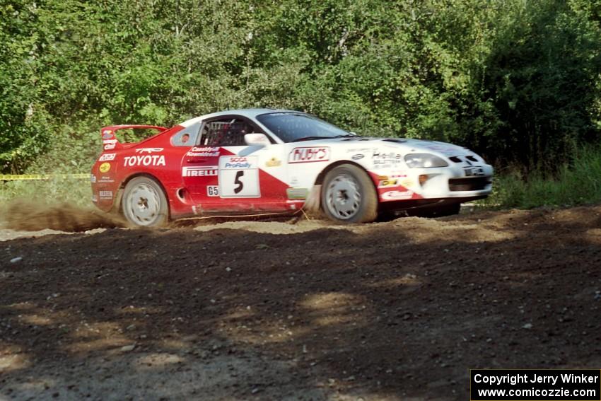 Ralph Kosmides / Ken Cassidy Toyota Supra Turbo at the spectator corner on SS10, Kabekona.