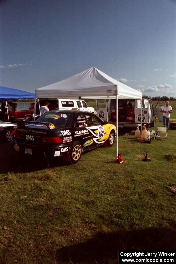 Pat Richard / Nathalie Richard Subaru Impreza 2.5RS at service at the ranch stage.