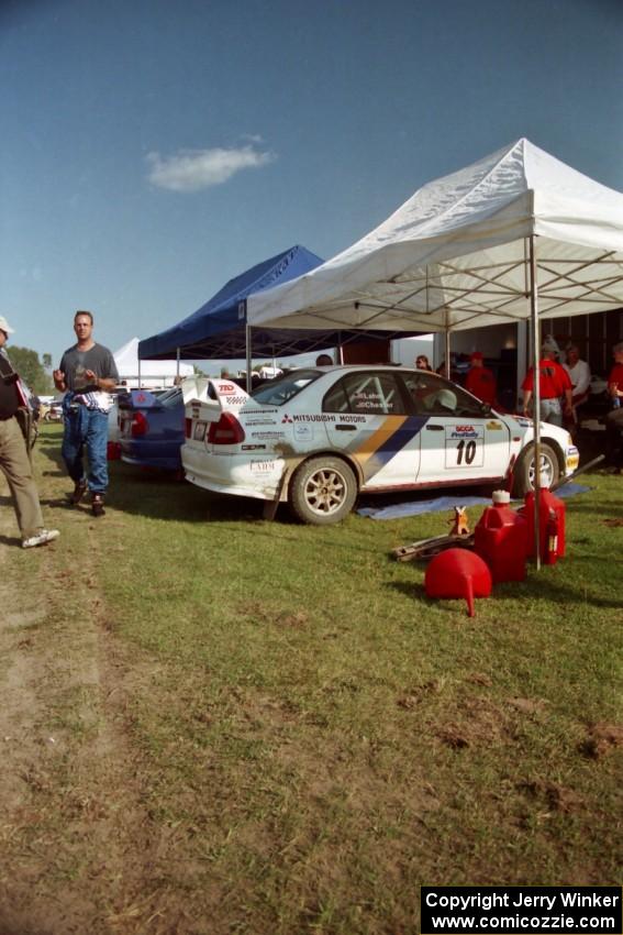 Pete Lahm / Matt Chester Mitsubishi Lancer Evo IV at Saturday mid-day service at the ranch.