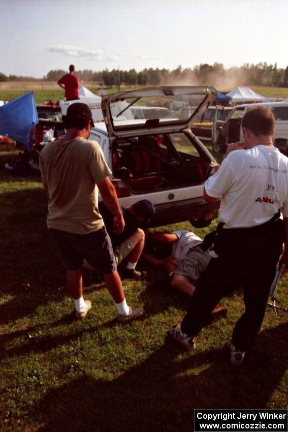 Aaron Hatz / Brendan Higgins VW GTI at the service on the ranch stage.