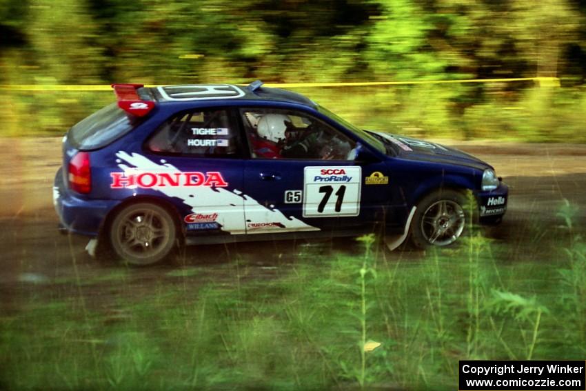 Bryan Hourt / Tom Tighe Honda Civic at speed on SS14, East Steamboat.