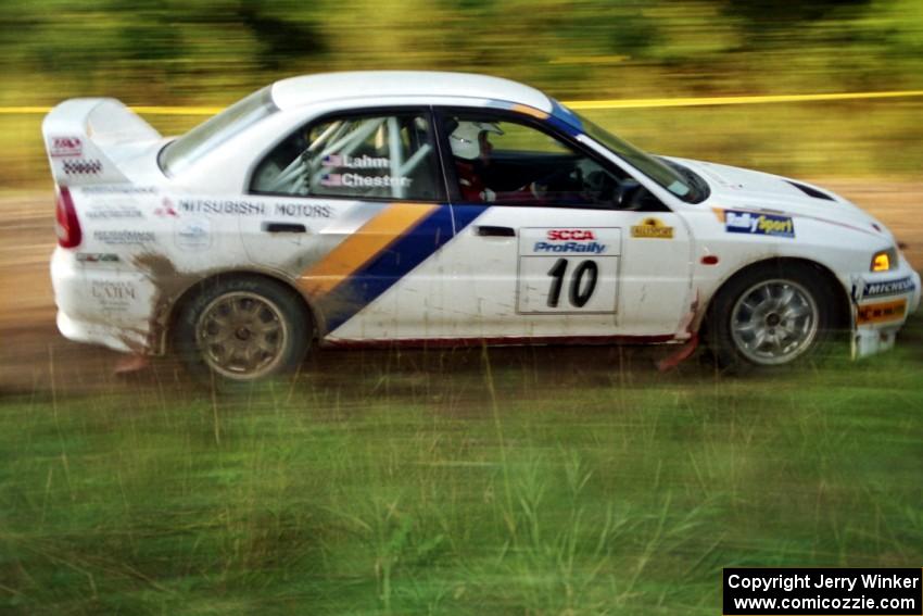 Pete Lahm / Matt Chester Mitsubishi Lancer Evo IV at speed on SS14, East Steamboat.