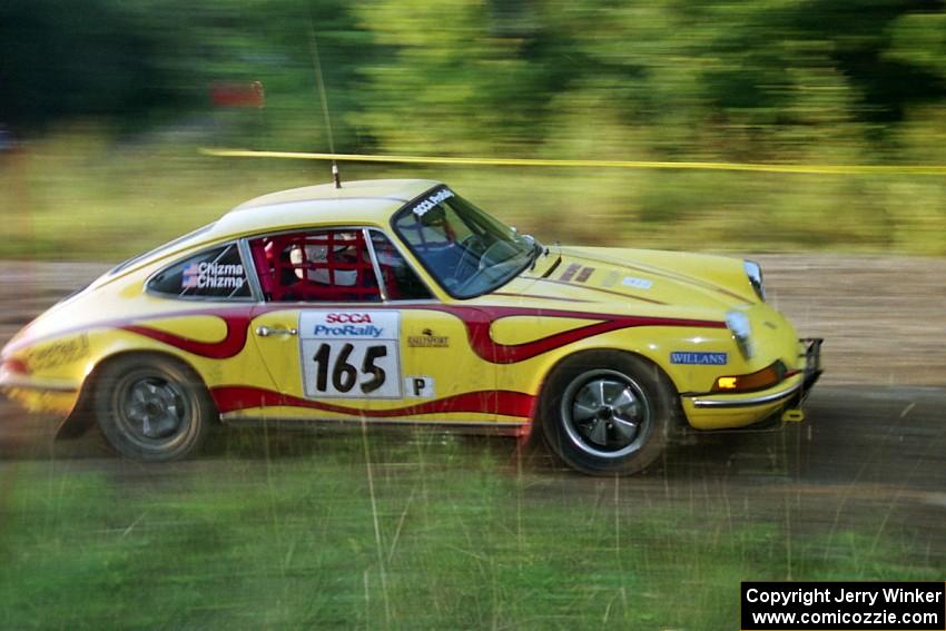 Dennis Chizma / Claire Chizma Porsche 911 at speed on SS14, East Steamboat.
