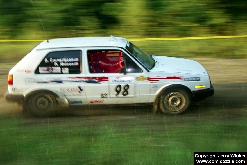 Bob Nielsen / Brett Corneliusen VW GTI at speed on SS14, East Steamboat.