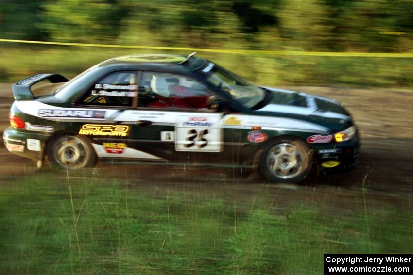 Lee Shadbolt / Bob Sherman Subaru Impreza at speed on SS14, East Steamboat.