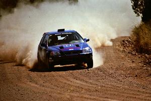 Bryan Hourt / John Dillon Honda Civic at speed near the finish of SS6.