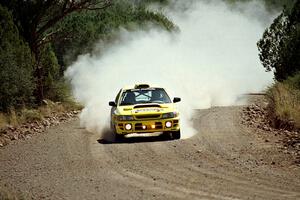 Paul Eklund / Scott Huhn Subaru Impreza at speed near the end of SS6.