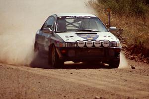 Jonathan Ryther / Janice Damitio Subaru Impreza 2.5RS at speed near the finish of SS6.