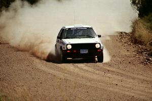 Bob Nielsen / Brett Corneliusen VW GTI at speed near the finish of SS6.