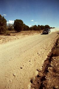 Paula Gibeault / Chrissie Beavis VW Jetta at speed near the finish of SS6.