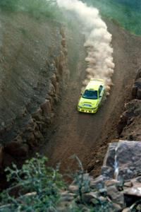 Paul Eklund / Scott Huhn Subaru Impreza heads through 'the cut' on the First View II stage.