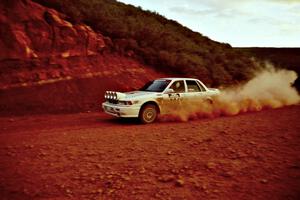 Keith Roper / Jack Evenson Mitsubishi Galant VR-4 heads through 'the cut'  on the First View II stage.