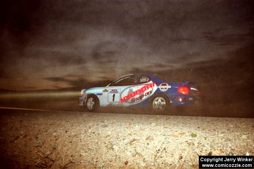 Noel Lawler / Charles Bradley Hyundai Tiburon at sunset on SS2.