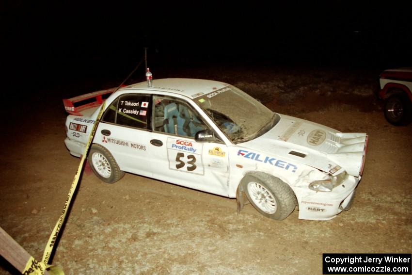 Tony Takaori / Ken Cassidy Mitsubishi Lancer Evo III DNF'ed near the finish of SS2 with suspension failure.