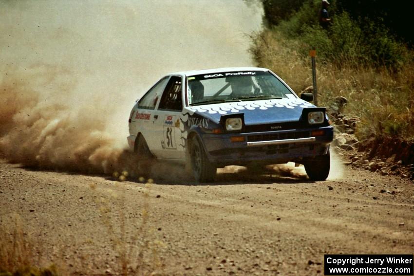 Jay Streets / Bill Feyling Toyota Corolla GT-S at speed on SS6.