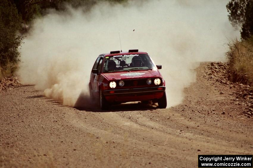 J.B. Niday / Al Kintigh VW GTI at speed near the finish of SS6.