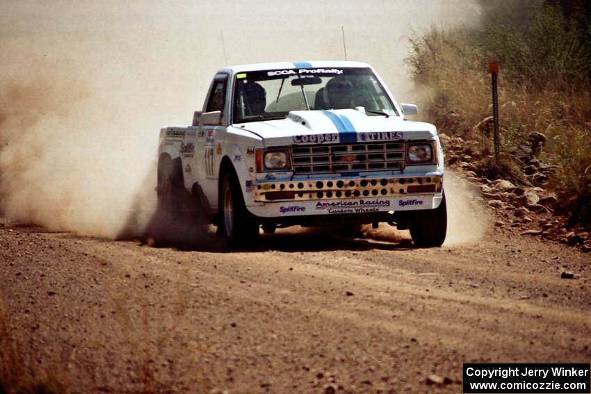 Ken Stewart / Doc Schrader Chevy S-10 at speed near the finish of SS6.