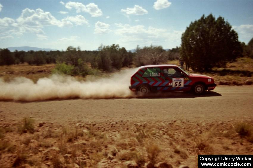 Brian Vinson / Richard Beels VW GTI at speed near the finish of SS6.
