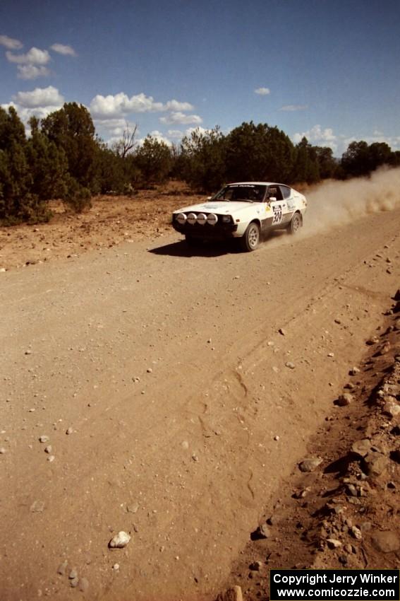 Peter Workum / John Rippel Plymouth Fire Arrow at speed near the finish of SS6.