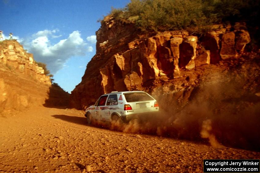 Bob Nielsen / Brett Corneliusen VW GTI heads through 'the cut' on the First View II stage.