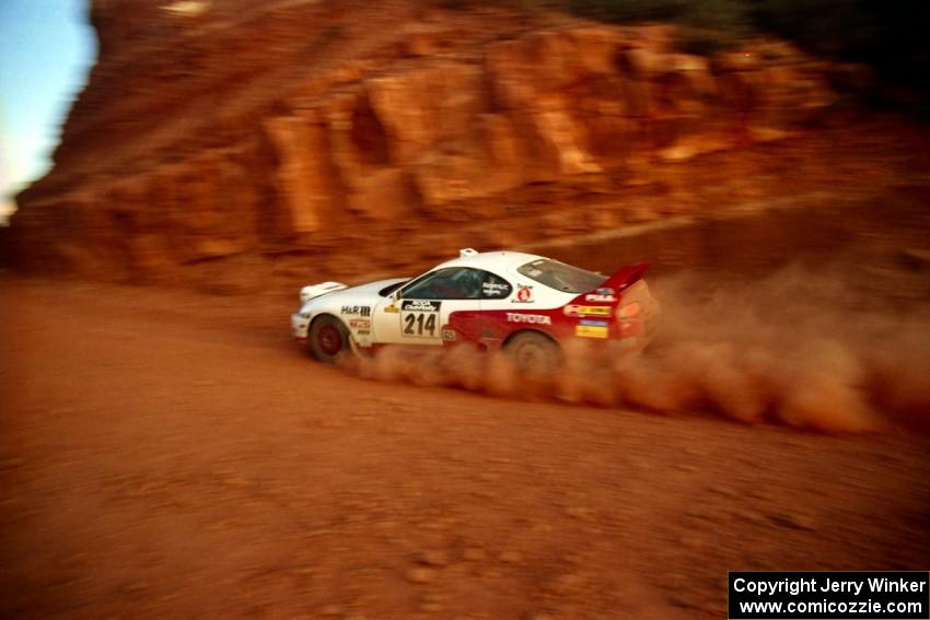 Joe Noyes / John Forespring Toyota Supra heads through 'the cut'  on the First View II stage.