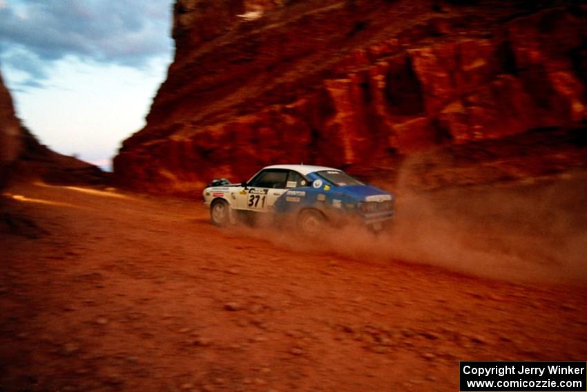 John Shults / Don Shreyer Mazda RX-3 heads through 'the cut'  on the First View II stage.