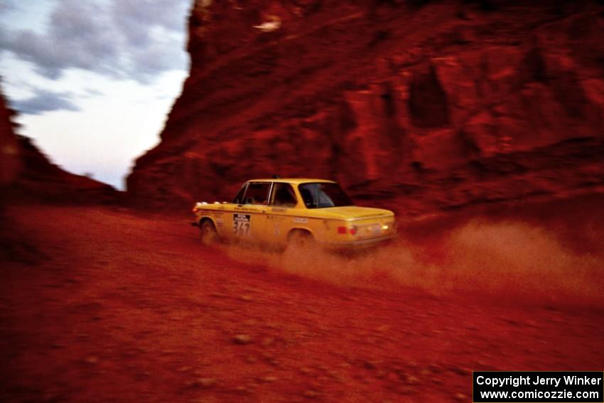 Rich Byford / Fran Olson BMW 2002 heads through 'the cut'  on the First View II stage.