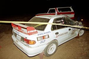 Tony Takaori / Ken Cassidy Mitsubishi Lancer Evo III DNF'ed near the finish of SS2 with suspension failure.