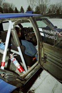 Inside of the rear door showing how far back the cage is on the Mark Utecht / Brenda Corneliusen Dodge Omni GLH Turbo