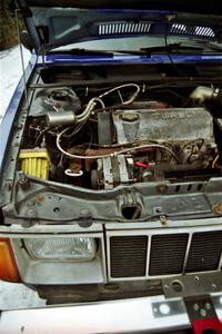 Engine bay of the Mark Utecht / Brenda Corneliusen Dodge Omni GLH Turbo