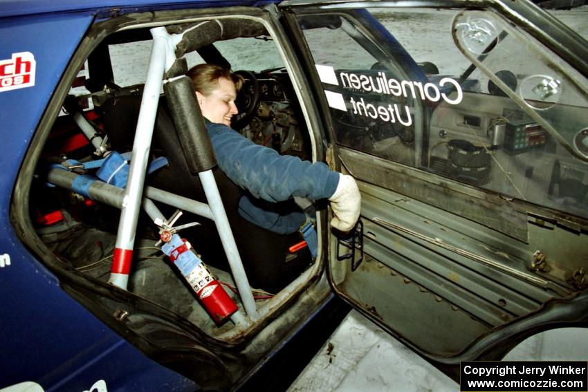 Inside of the rear door showing how far back the cage is on the Mark Utecht / Brenda Corneliusen Dodge Omni GLH Turbo