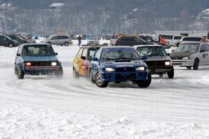 The start of one of the afternoon's sprint races.