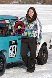 Morgan Johnson in front of her VW Rabbit