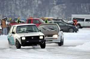 Brad Johnson / Morgan Johnson VW Rabbit and Dan Mooers' Subaru Impreza