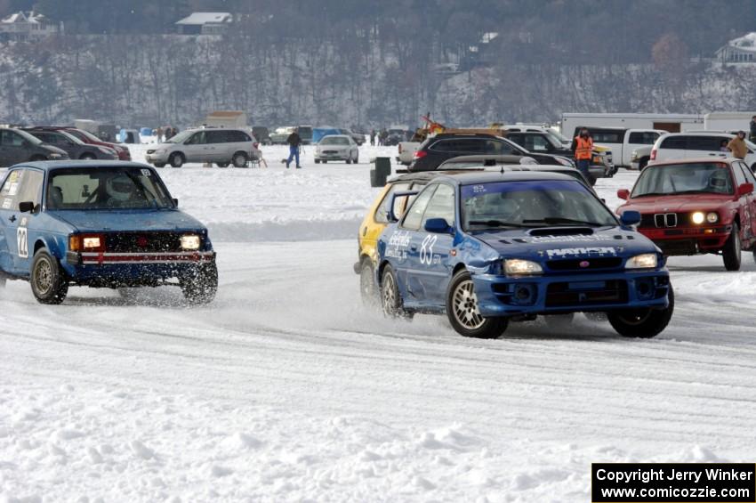 The start of one of the afternoon's sprint races.