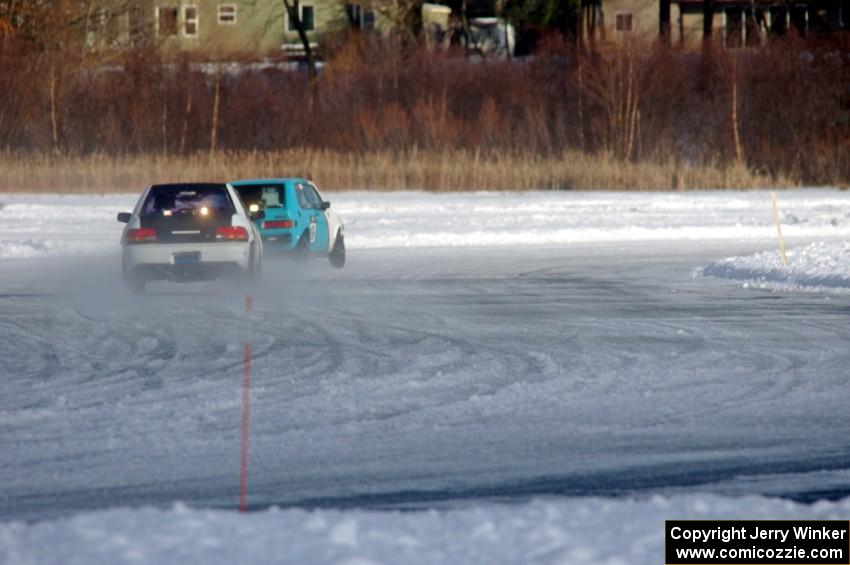 Brad Johnson / Morgan Johnson VW Rabbit and Dan Mooers' Subaru Impreza