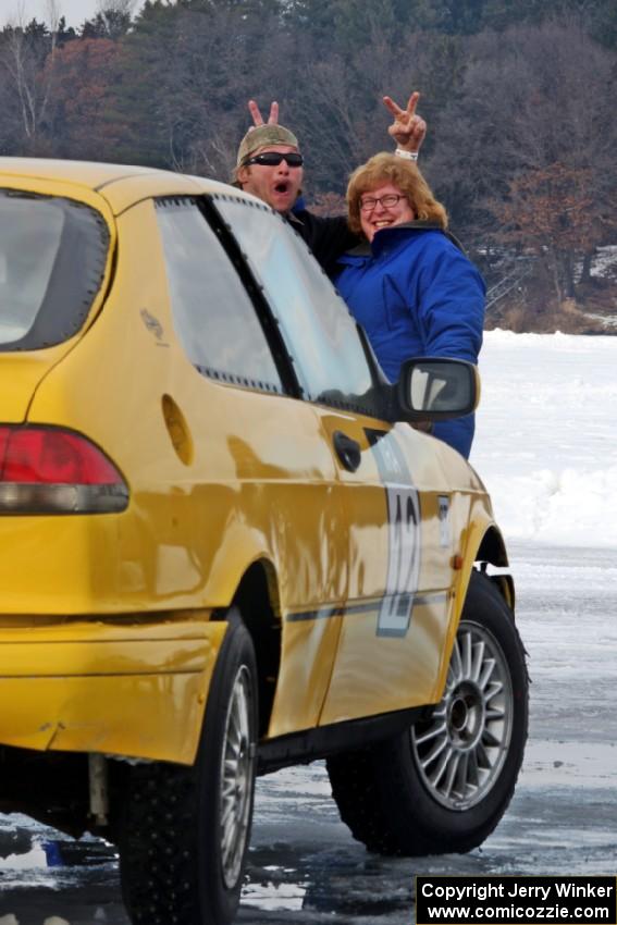 ??? and Julie Kochevar in front of the Tony Burhans / Dan Burhans II SAAB 9-3