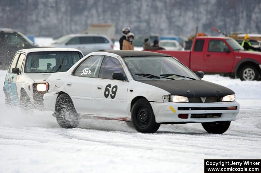 Dan Mooers' Subaru Impreza and Brad Johnson / Morgan Johnson VW Rabbit