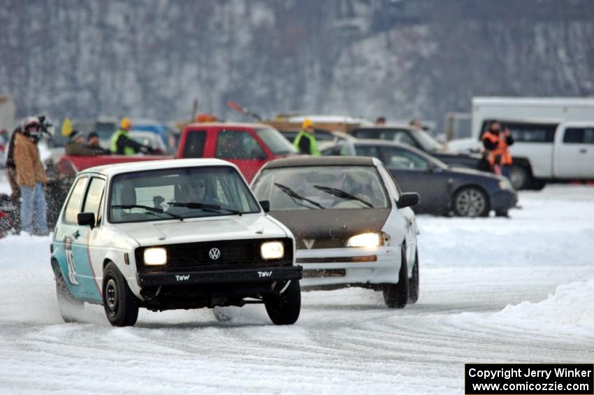 Brad Johnson / Morgan Johnson VW Rabbit and Dan Mooers' Subaru Impreza