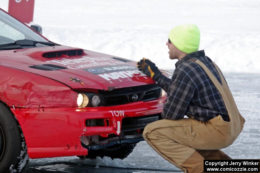 Will Cammack in front of the Rich Westgard / Brent Carlson / Dave Steen, Jr. Subaru Impreza