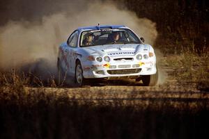 Paul Choiniere / Jeff Becker Hyundai Tiburon at speed on the practice stage.