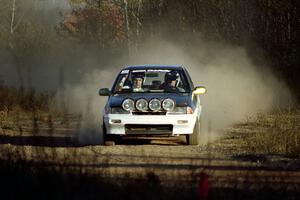 Pete Beaupre / Tim Ballon Suzuki Swift at speed on the practice stage.