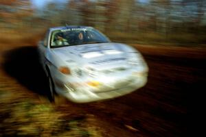 Paul Choiniere / Jeff Becker Hyundai Tiburon at speed on the practice stage.