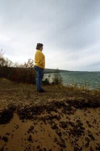 Nicole Valek looks out over the dunes on the eastern side of the Keweenaw Peninsula.