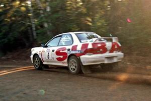 Henry Krolikowski / Cindy Krolikowski Subaru WRX STi at speed near the finish of SS1, Herman.